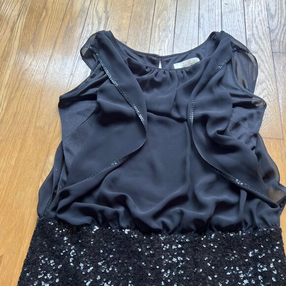Aidan Mattox Size 6 Black Poly Chiffon Sequin Embellished Sleeveless BlousonDres - Picture 7 of 16